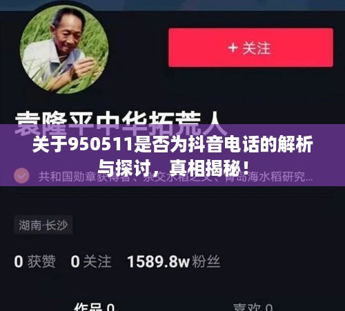 关于950511是否为抖音电话的解析与探讨，真相揭秘！