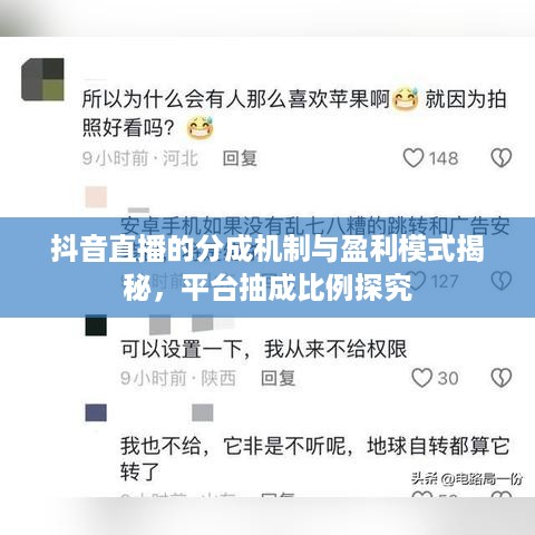 抖音直播的分成机制与盈利模式揭秘，平台抽成比例探究