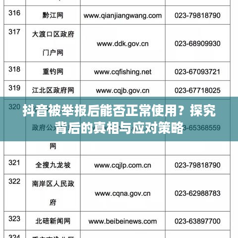 抖音被举报后能否正常使用？探究背后的真相与应对策略