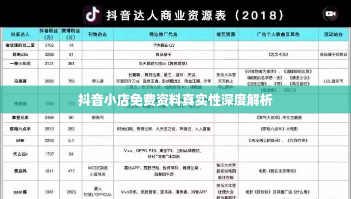 抖音小店免费资料真实性深度解析