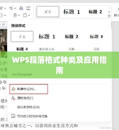 WPS段落格式种类及应用指南
