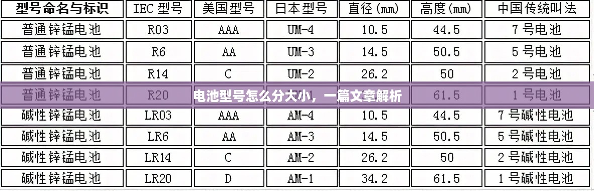 电池型号怎么分大小，一篇文章解析