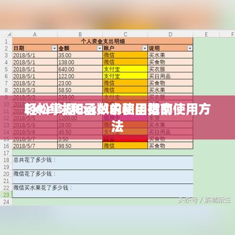 Excel求和函数的使用指南
轻松掌握Excel求和函数的使用方法