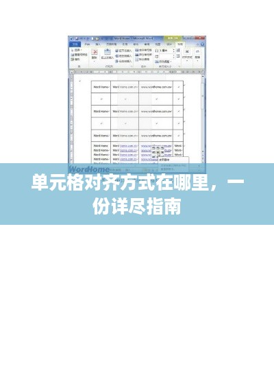单元格对齐方式在哪里，一份详尽指南