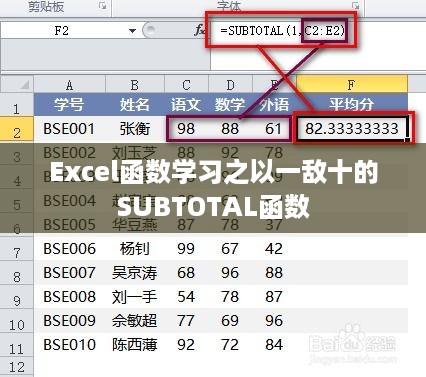 Excel函数学习之以一敌十的SUBTOTAL函数