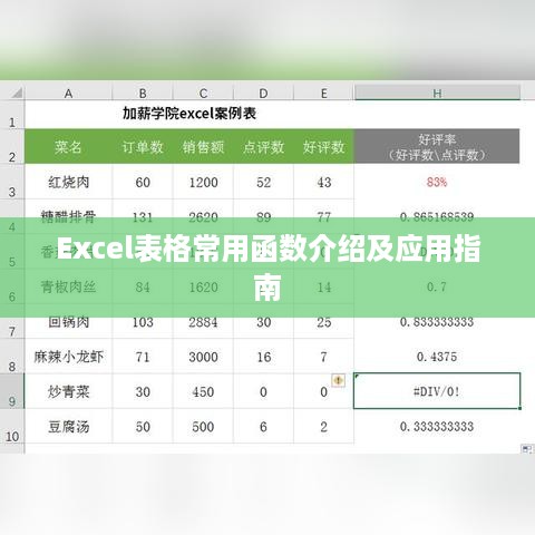 Excel表格常用函数介绍及应用指南