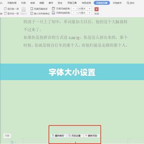 Word页码字体大小设置详解