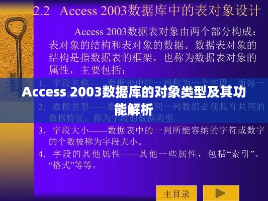 Access 2003数据库的对象类型及其功能解析  第1张