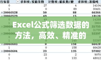 Excel公式筛选数据的方法，高效、精准的数据处理技巧