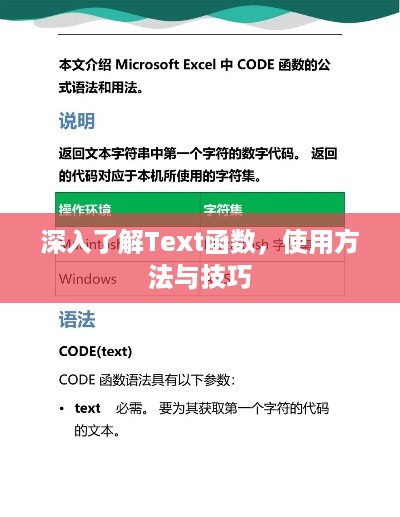 深入了解Text函数，使用方法与技巧