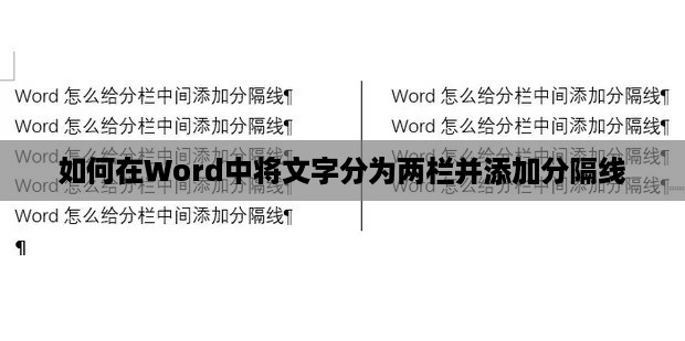 如何在Word中将文字分为两栏并添加分隔线