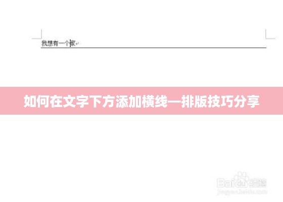 如何在文字下方添加横线—排版技巧分享