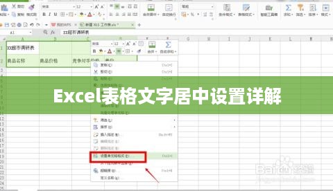 Excel表格文字居中设置详解