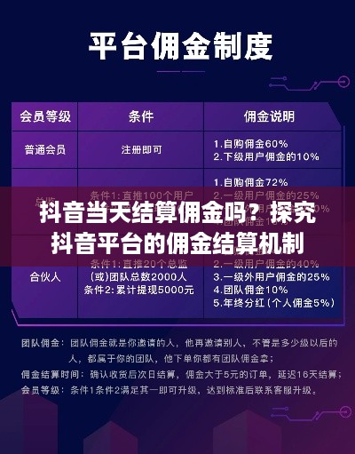 抖音当天结算佣金吗？探究抖音平台的佣金结算机制  第1张