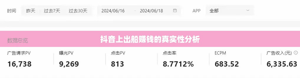 抖音上出船赚钱的真实性分析  第1张