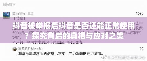 抖音被举报后抖音是否还能正常使用？探究背后的真相与应对之策  第1张