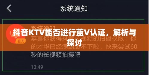 抖音KTV能否进行蓝V认证，解析与探讨  第1张