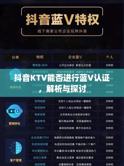 抖音KTV能否进行蓝V认证，解析与探讨