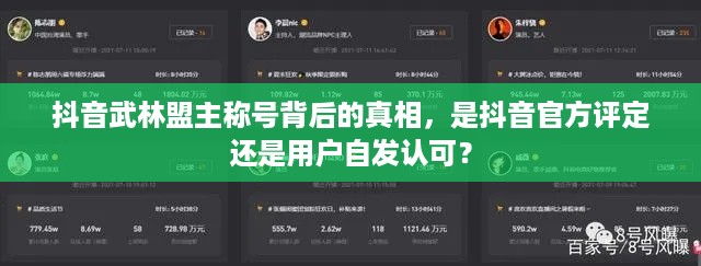 抖音武林盟主称号背后的真相，是抖音官方评定还是用户自发认可？