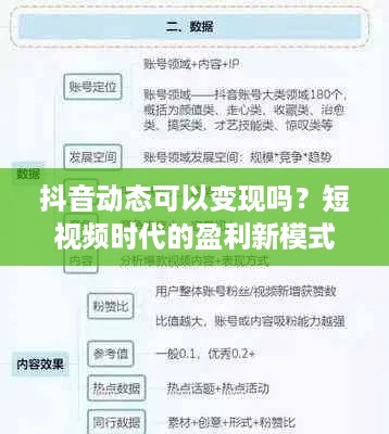 抖音动态可以变现吗？短视频时代的盈利新模式