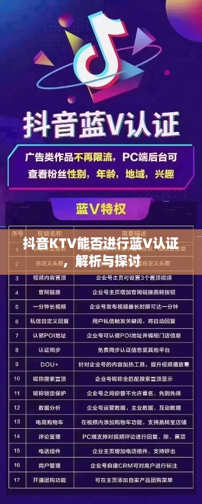 抖音KTV能否进行蓝V认证，解析与探讨