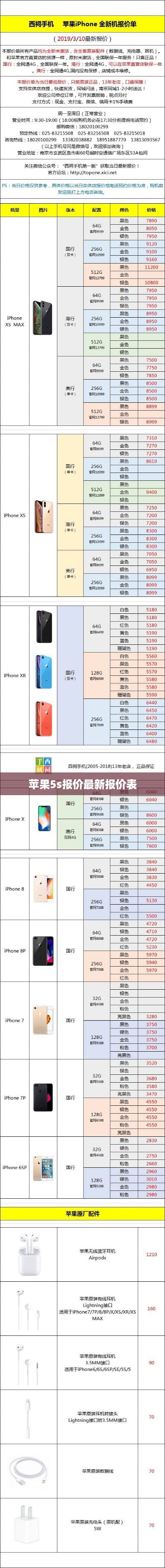 苹果5s报价最新报价表