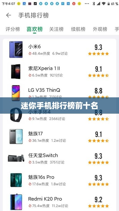 迷你手机排行榜前十名