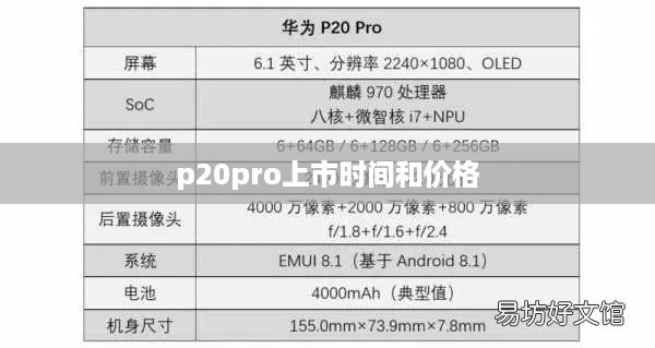 p20pro上市时间和价格
