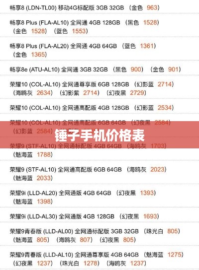 锤子手机价格表