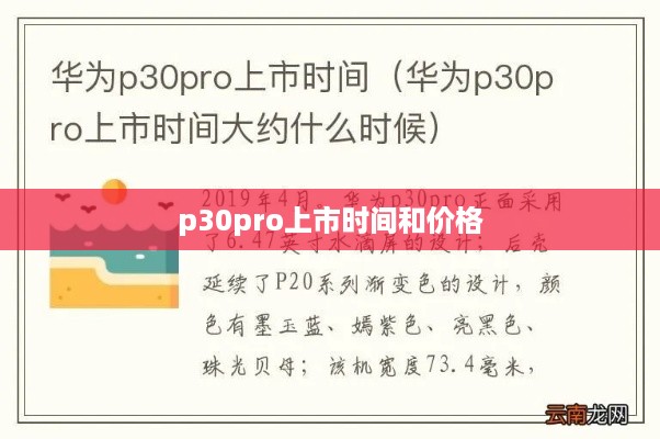 p30pro上市时间和价格