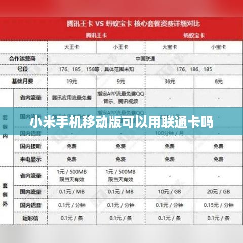 小米手机移动版可以用联通卡吗