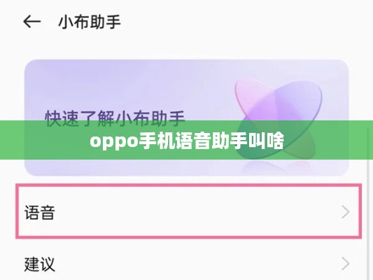 oppo手机语音助手叫啥