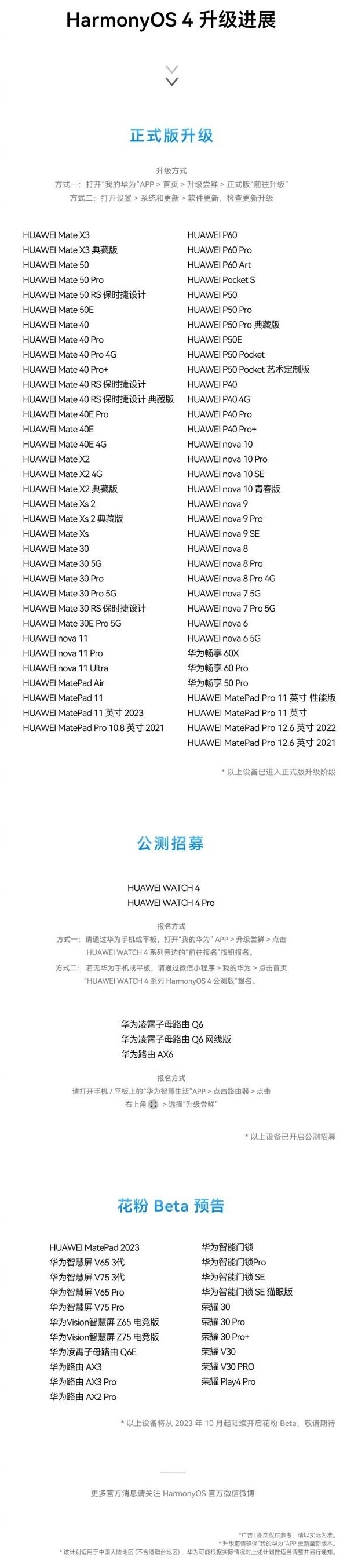 华为鸿蒙OS 4正式版开启推送，近百款老机型在列  第2张