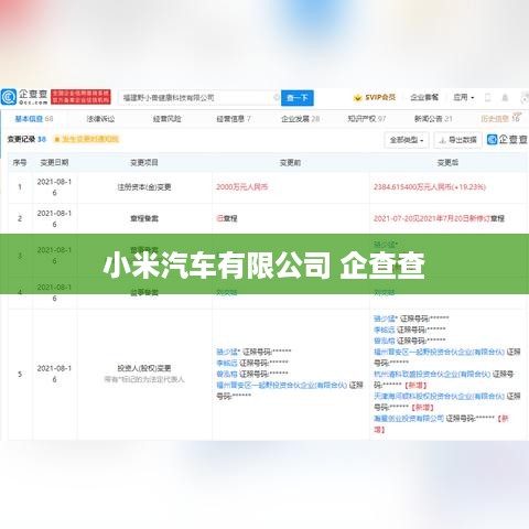 小米汽车有限公司 企查查