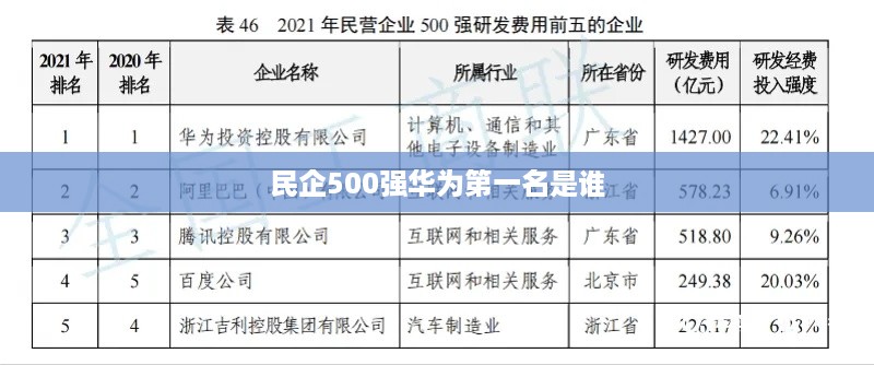 民企500强华为第一名是谁