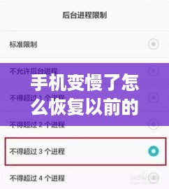 手机变慢了怎么恢复以前的速度