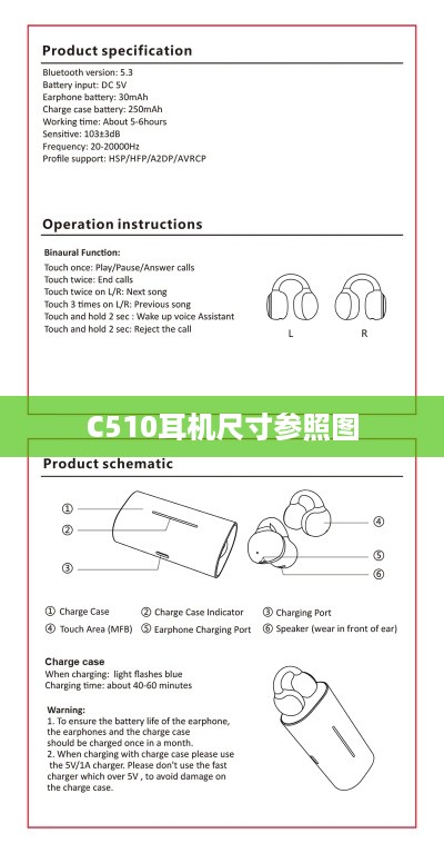 C510耳机尺寸参照图