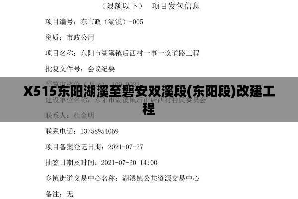 X515东阳湖溪至磐安双溪段(东阳段)改建工程