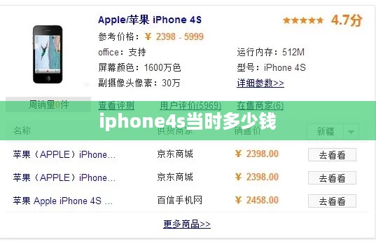 iphone4s当时多少钱
