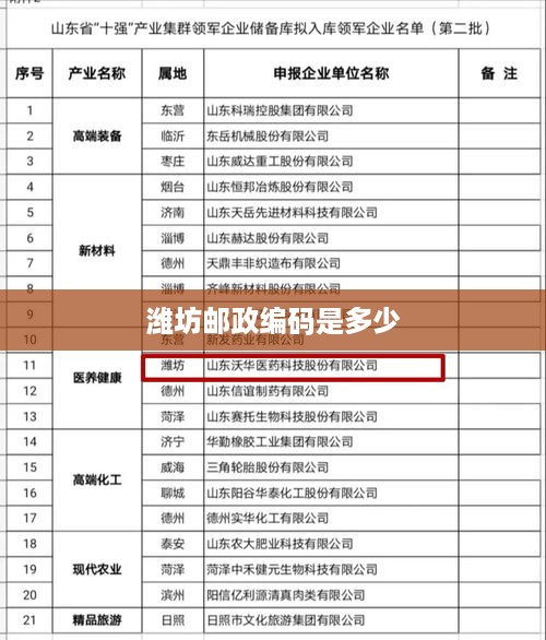 潍坊邮政编码是，261000。  第1张