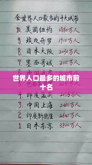 世界人口最多的城市前十名
