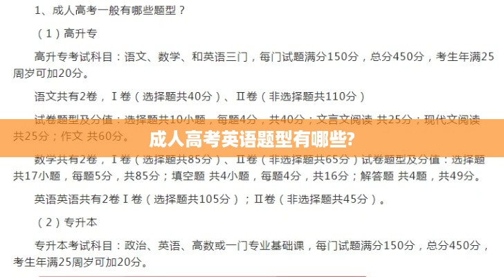成人高考英语题型解析