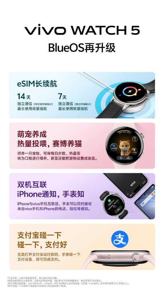 vivo WATCH 5 eSIM版，宠物养成玩法上线，支持双机互联体验  第2张