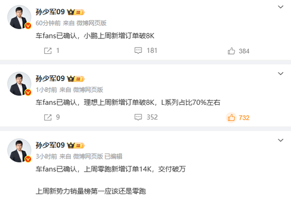 三大新势力新增订单揭秘，零跑订单达1.4万，理想订单破0.8万  第2张