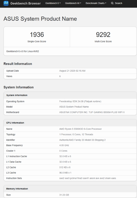 AMD锐龙5 5500X 3D Geekbench性能首曝，多核提升超13%