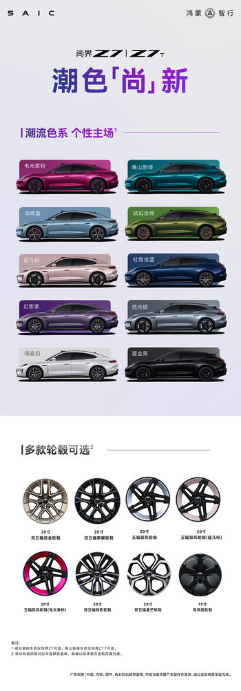 颜值党狂喜！尚界Z7十款车色官宣，百种组合任你搭